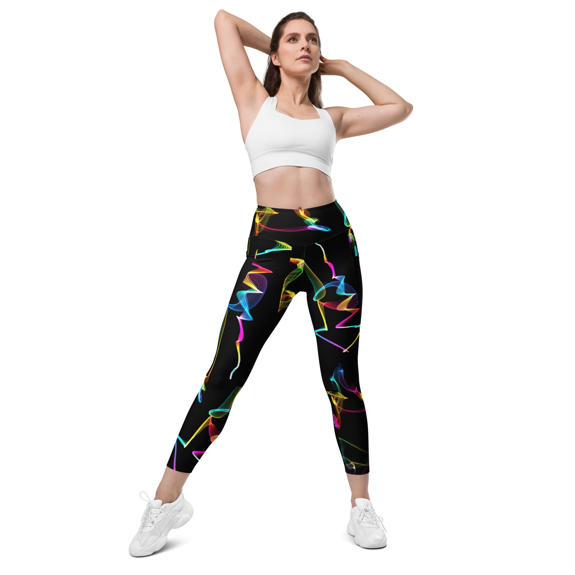 Black Gym Leggings with Pockets. Streetwear or Workout or Dance Leggings. Yoga Pants. WickedYo.
